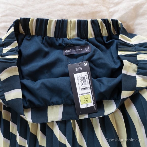 M&S Collection Striped Pleated Midi Skirt *NWT* – Size US 8 Tall - Picture 14 of 16